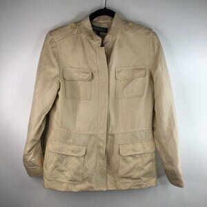 Lafayette 148 Petite Linen Silk Beige Utility Jacket Size 10